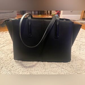 NEW Freja New York Paloma Tote Handbag Black Vegan Leather Zip Button Close